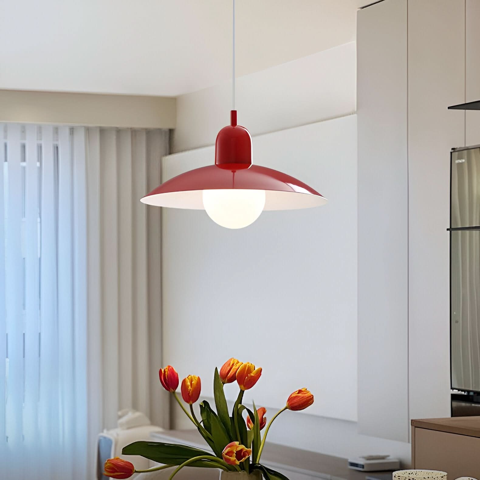Modern Macaron Bauhaus Pendant Light, Iron Shade