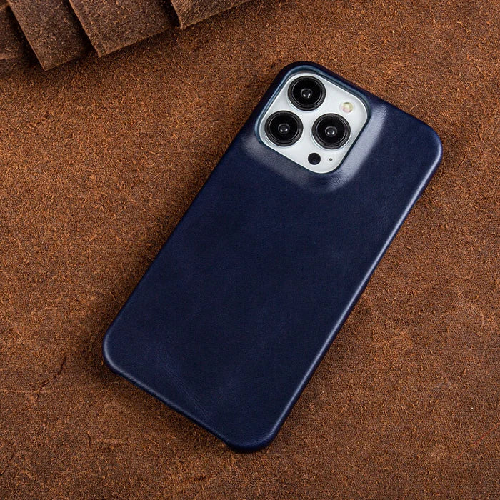 Oil Wax Genuine Leather iPhone Case (13–16, MagSafe Compatible)