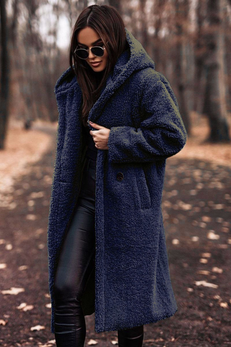 Hooded Wool Winter Coat - Oversized Full Length Style