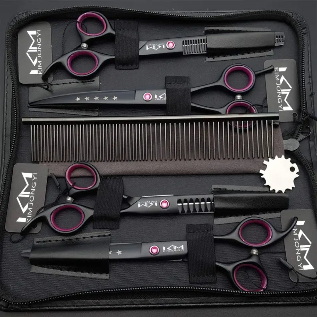 Professional Pet Grooming Scissors Set - 4-Piece Stainless Steel Kit