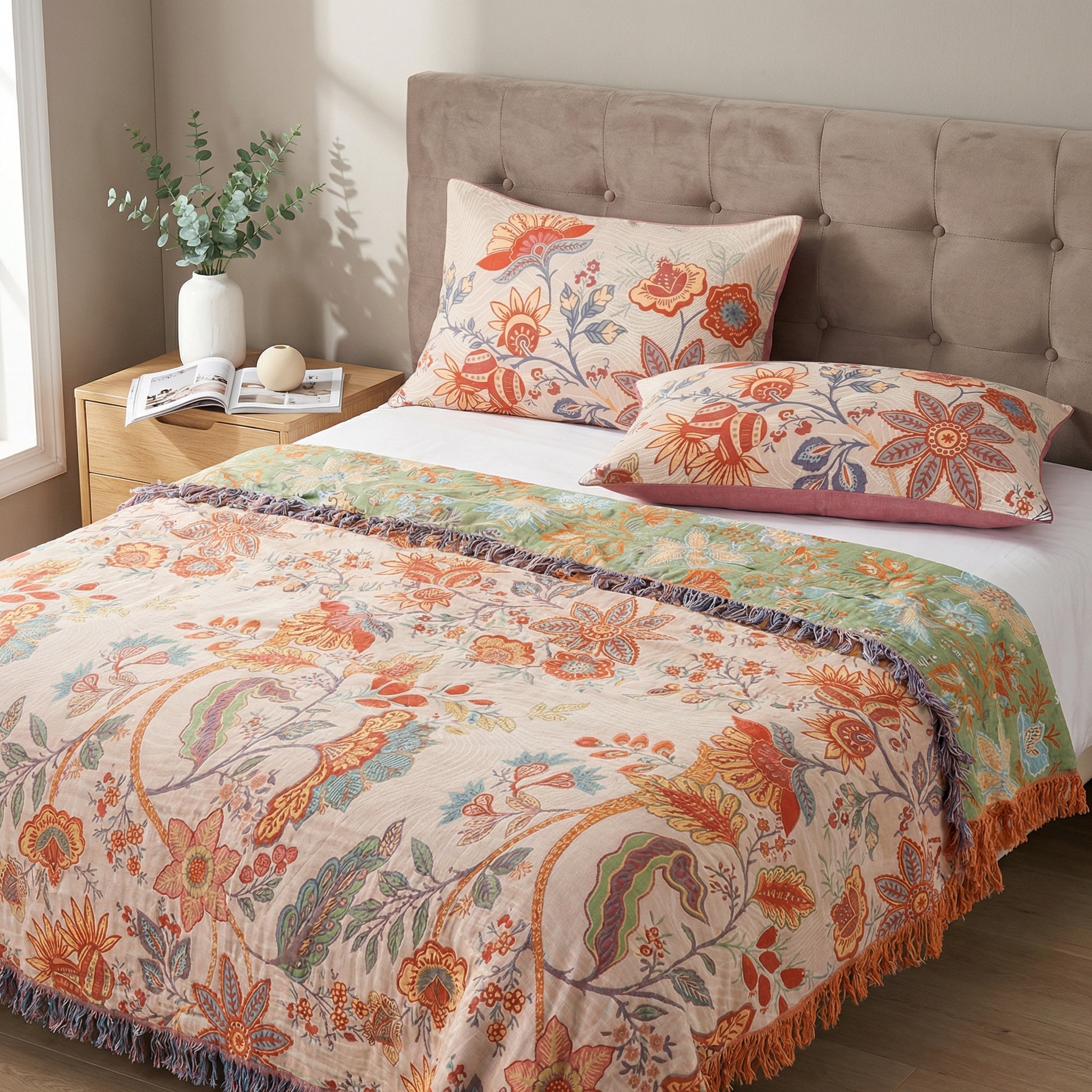 Rustic Floral Boho Pillowcases - Set of 2