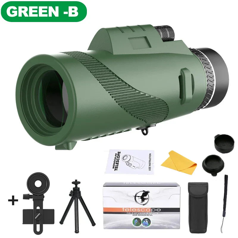 Professional Monocular Telescope - 80x Magnification BAK4 Prism