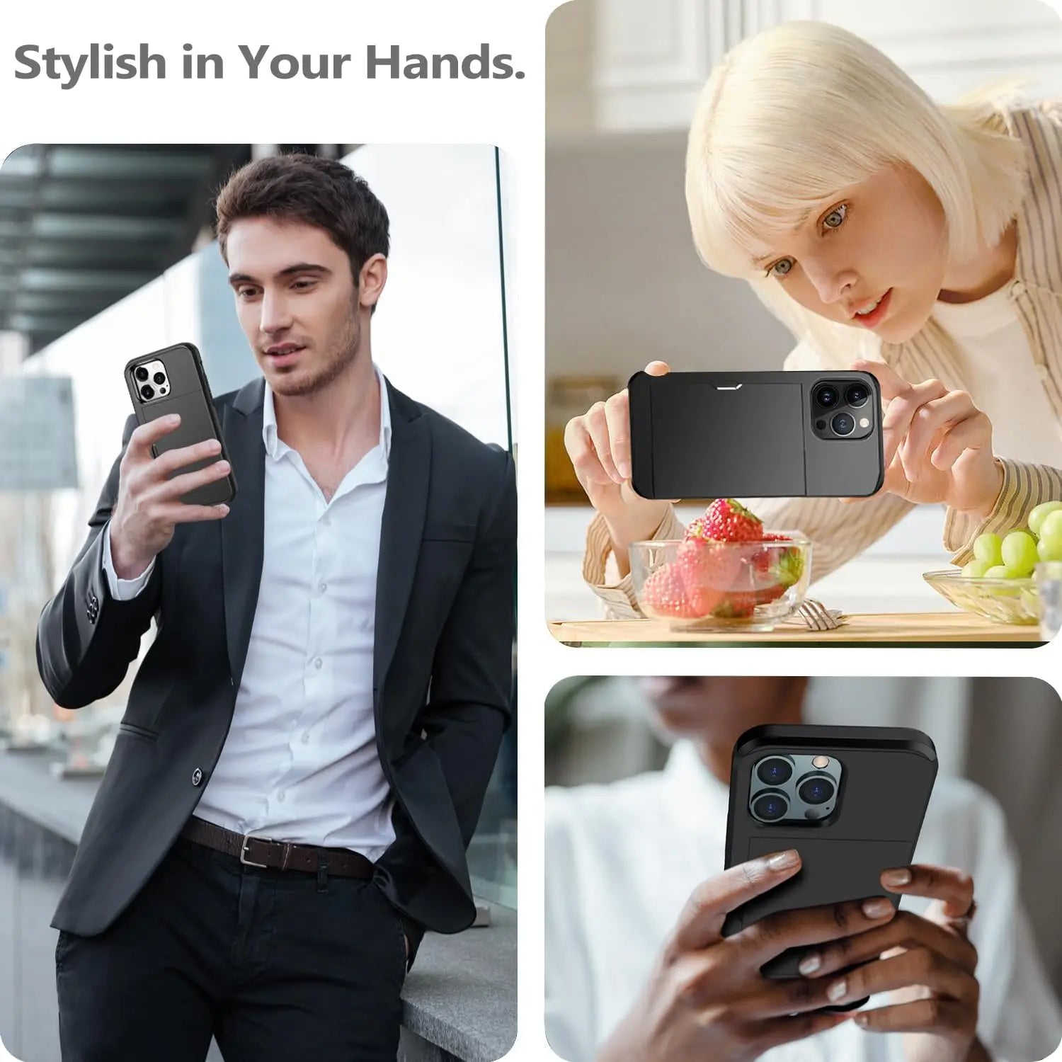 iPhone Case with Card Holder, Slim Protective Wallet Case