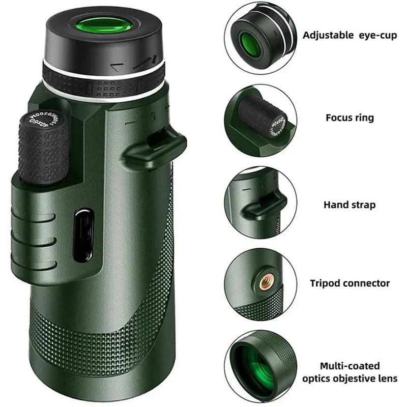 Professional Monocular Telescope - 80x Magnification BAK4 Prism