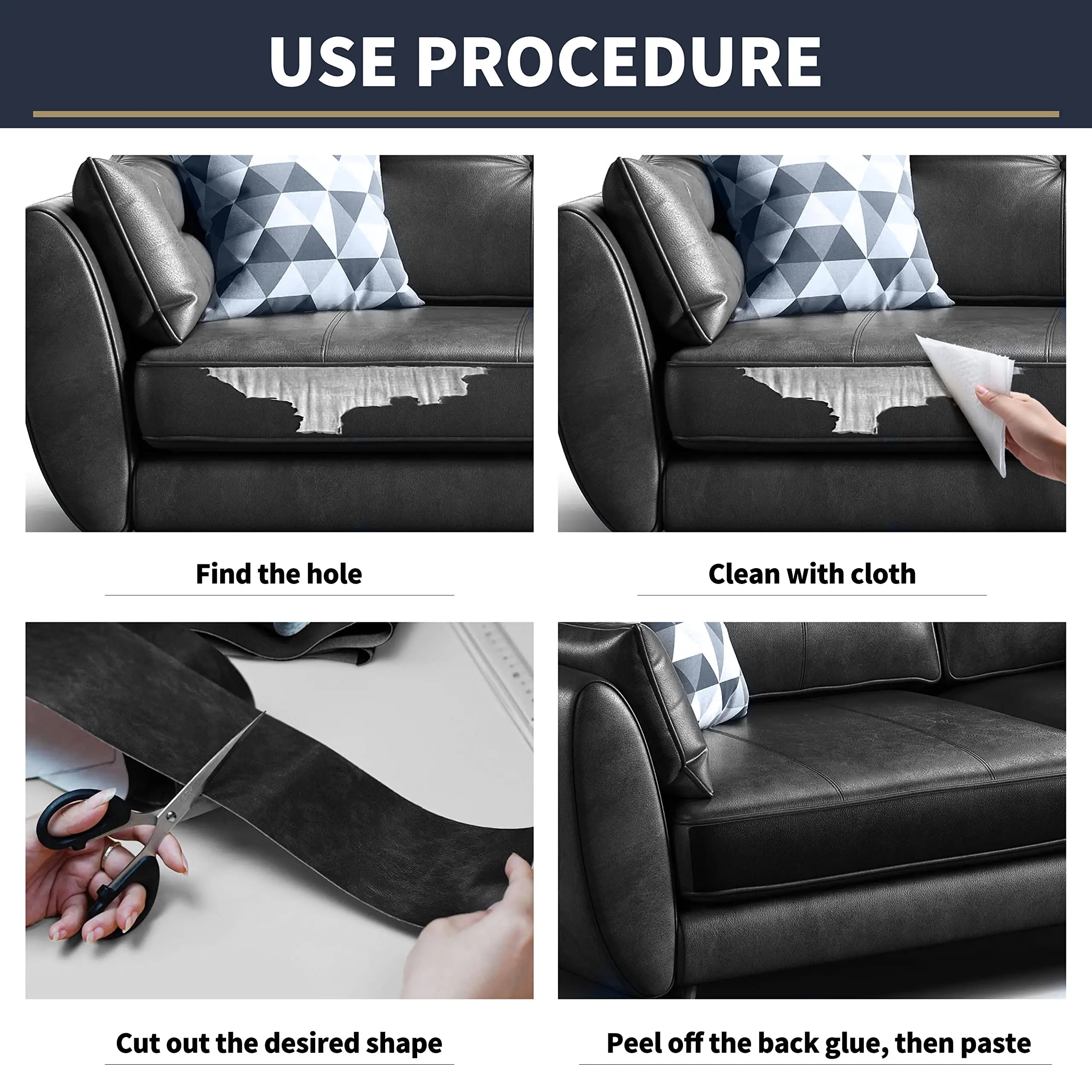 Self-Adhesive Leather Repair Patch for Furniture & Car Interiors
