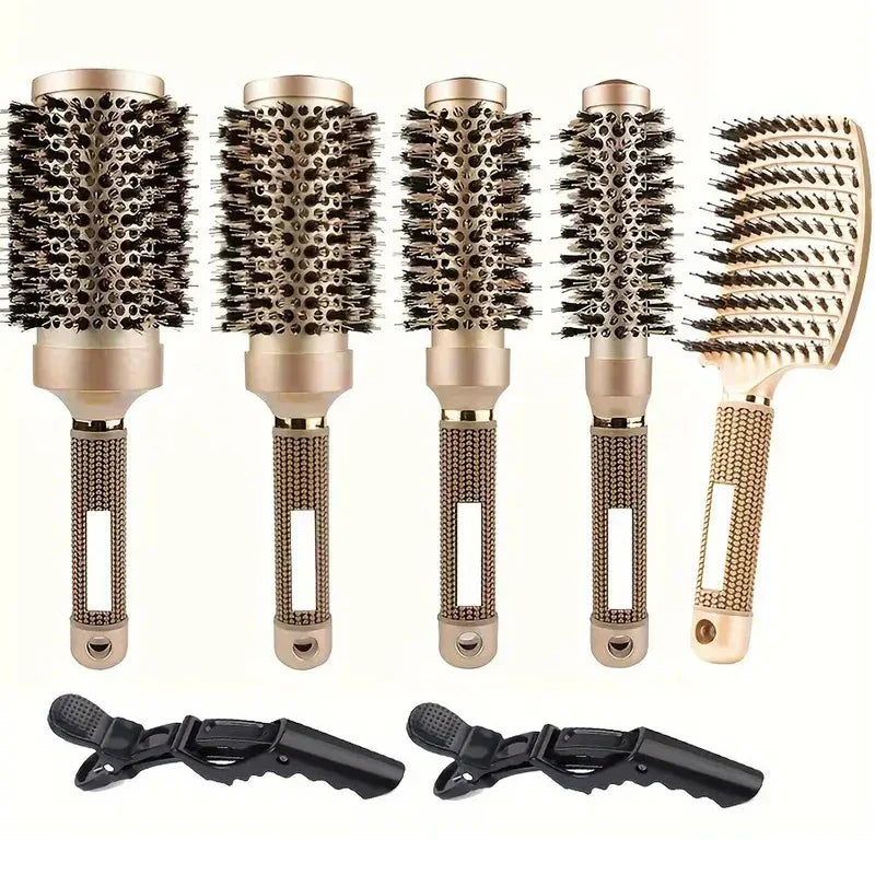 Ceramic Ionic Round Hair Brush Set with Boar Bristles
