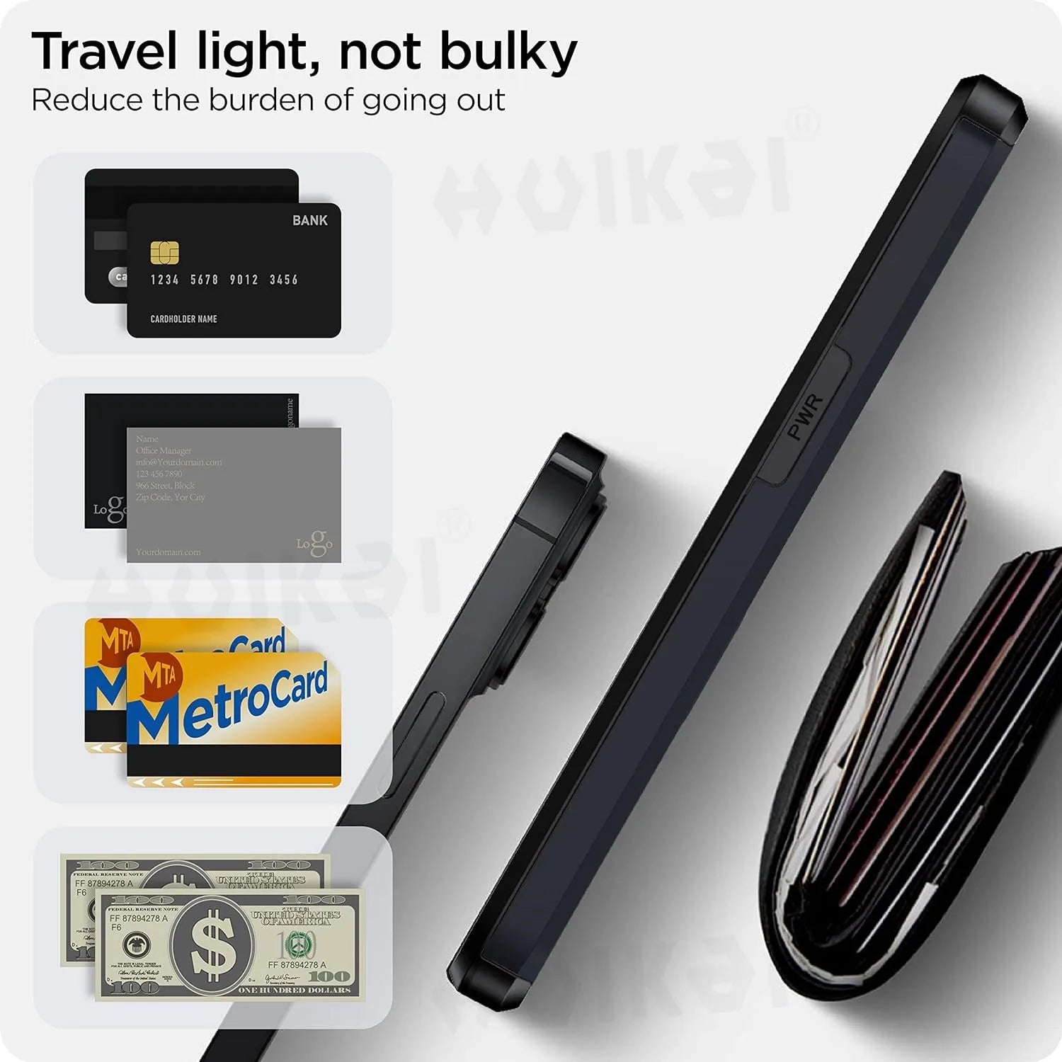 iPhone Case with Card Holder, Slim Protective Wallet Case