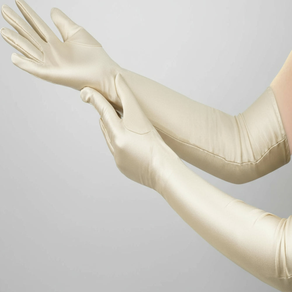 Satin Opera Gloves, Long Elbow-Length Evening Gloves
