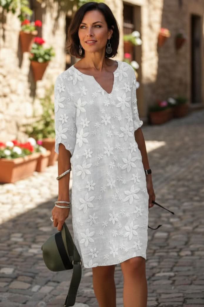 Floral V-Neck Summer Dress for Warm-Weather Elegance