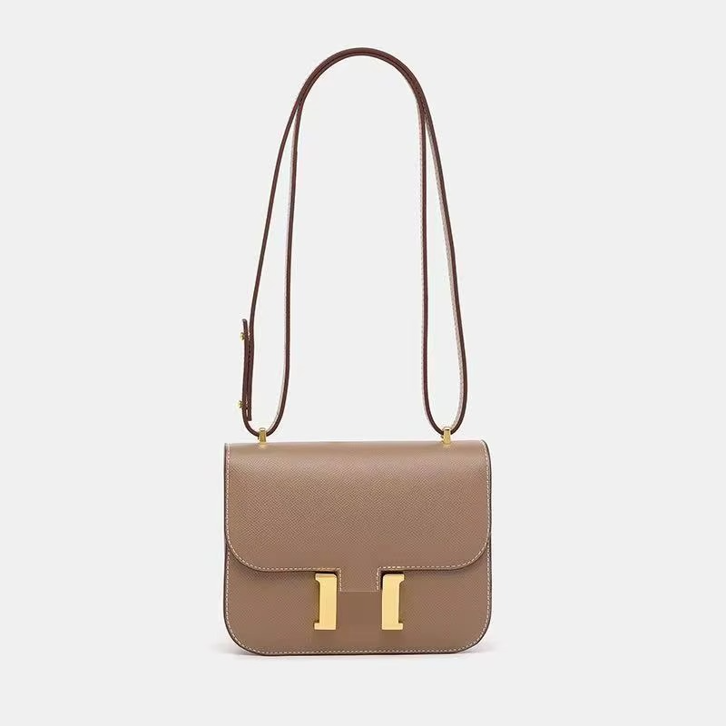 Classic Leather Crossbody Bag with Gold Hardware