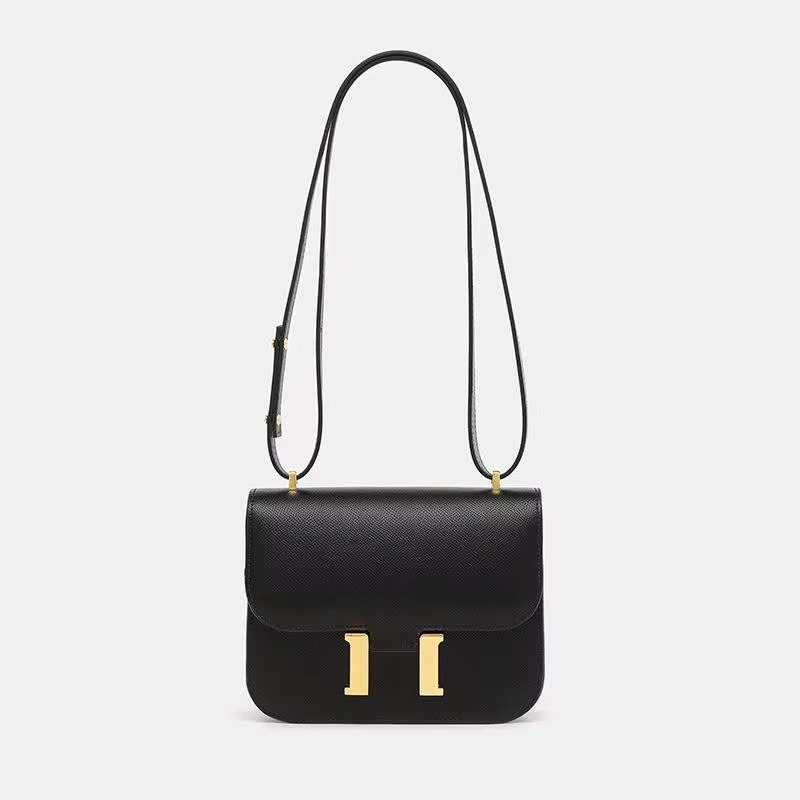 Classic Leather Crossbody Bag with Gold Hardware