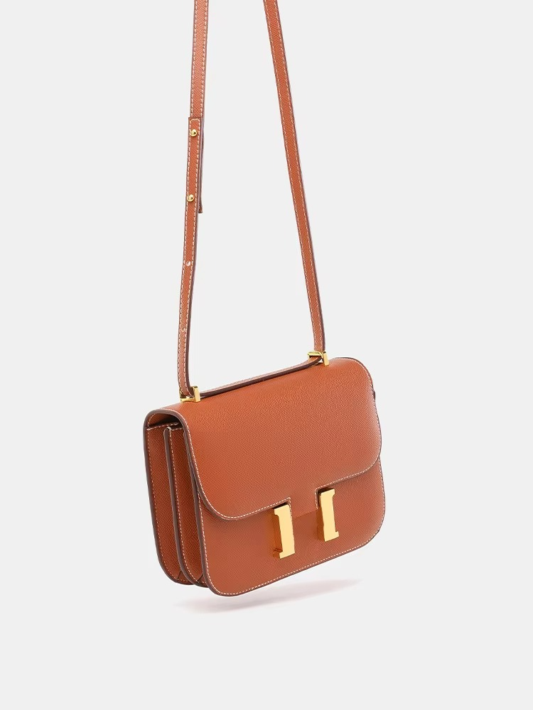 Classic Leather Crossbody Bag with Gold Hardware
