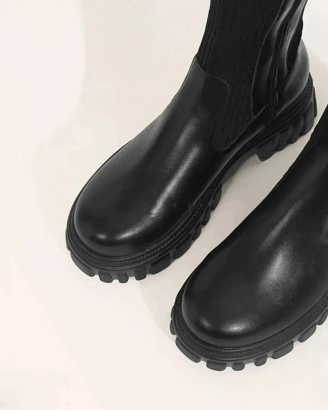 Ribbed Knit Boots | Stretchy Knee-High Design