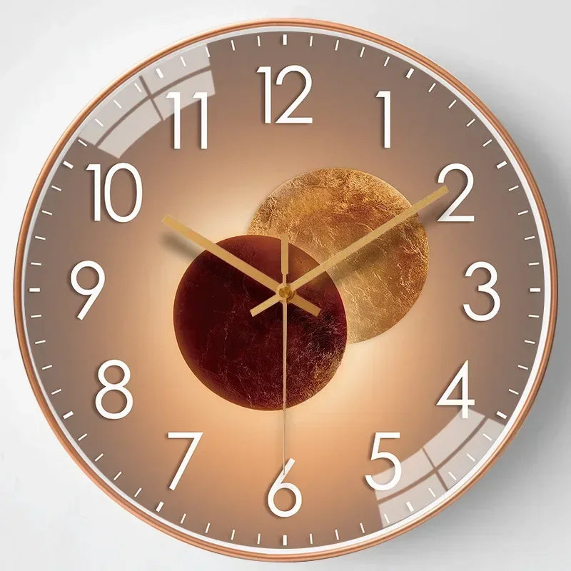 Silent Digital Wall Clock, Gradient Gold Design, 8-Inch