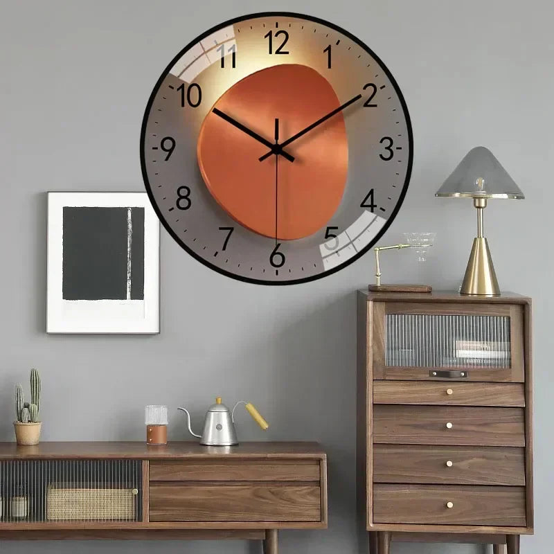 Silent Digital Wall Clock, Gradient Gold Design, 8-Inch
