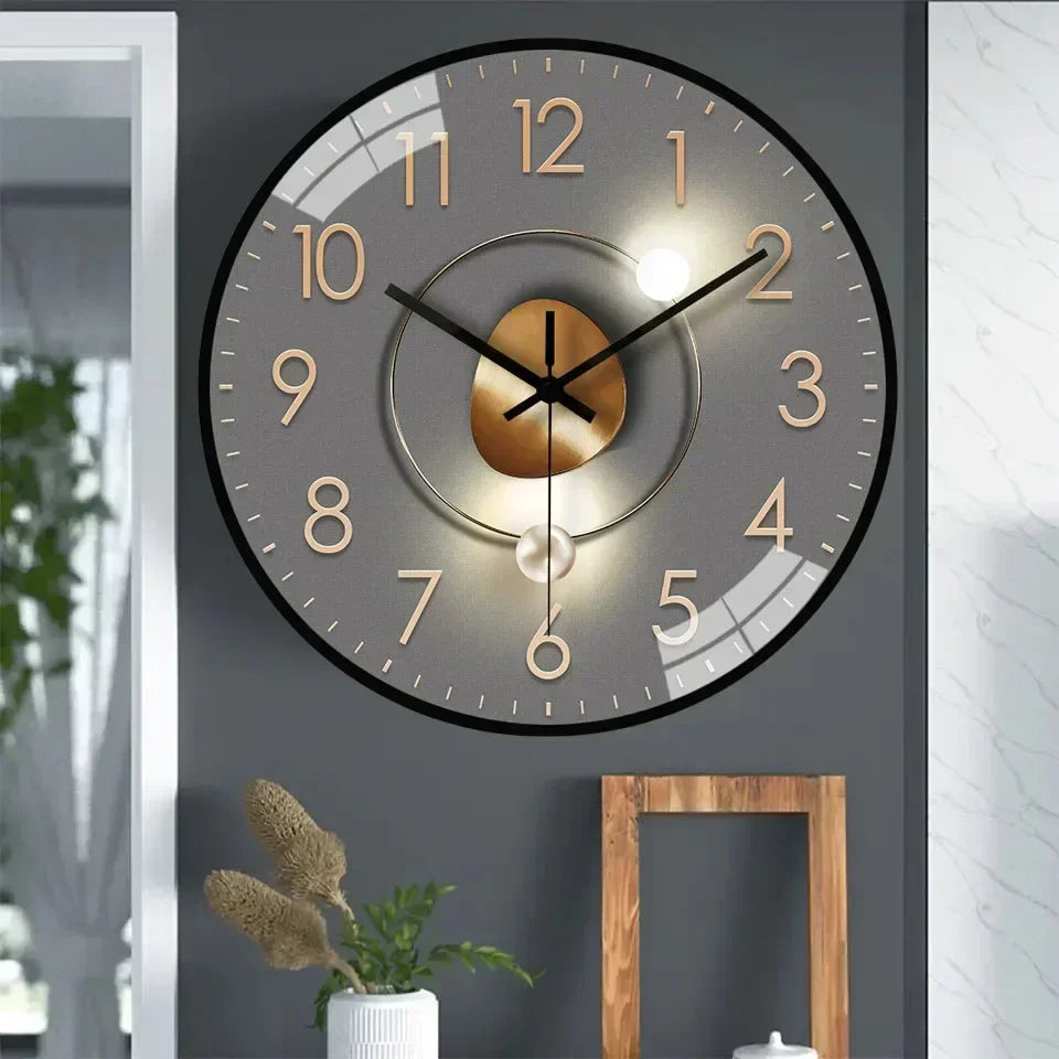 Silent Digital Wall Clock, Gradient Gold Design, 8-Inch