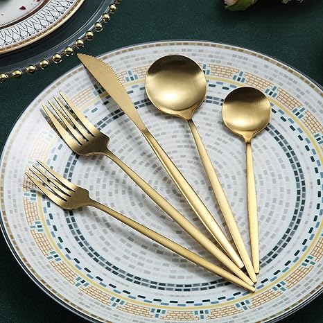 20-Piece Gold Cutlery Set - Minimalist Stainless Steel