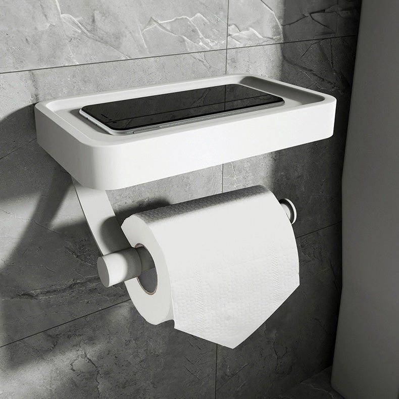 Aluminium Wall-Mount Toilet Roll Holder with Storage Shelf