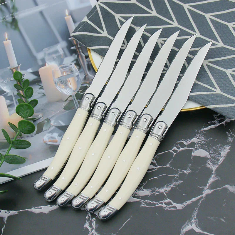 Stainless Steel Cutlery Set - Ivory Laguiole-Style Design