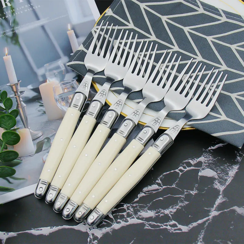 Stainless Steel Cutlery Set - Ivory Laguiole-Style Design