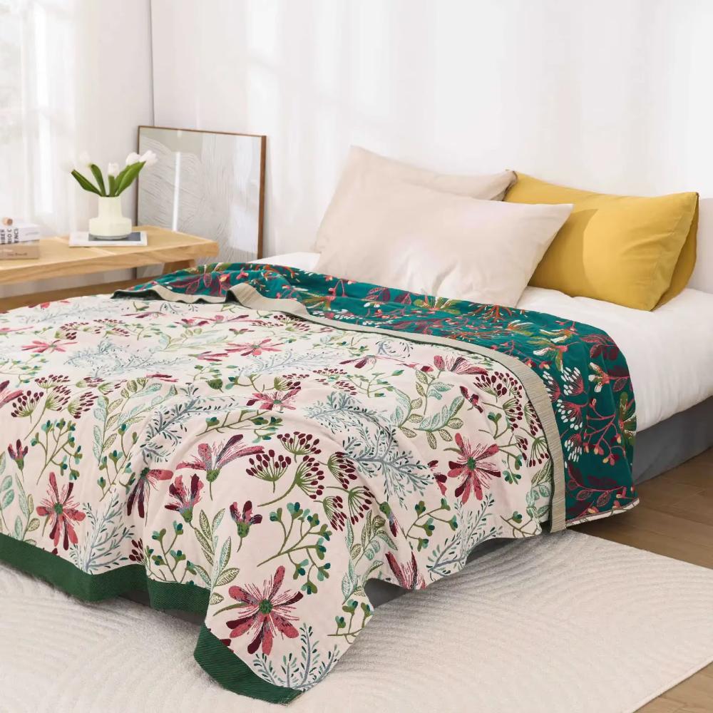 Organic Cotton Gauze Blanket - Soft 4-Layer Throw