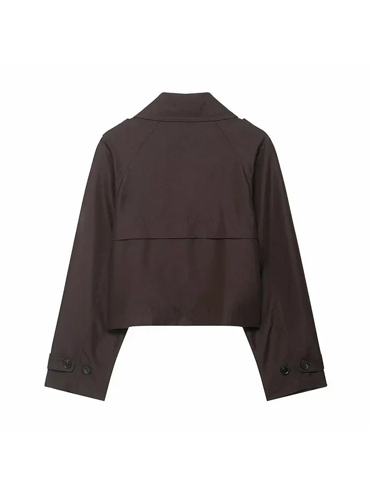Women's Cropped Double-Breasted Trench Coat