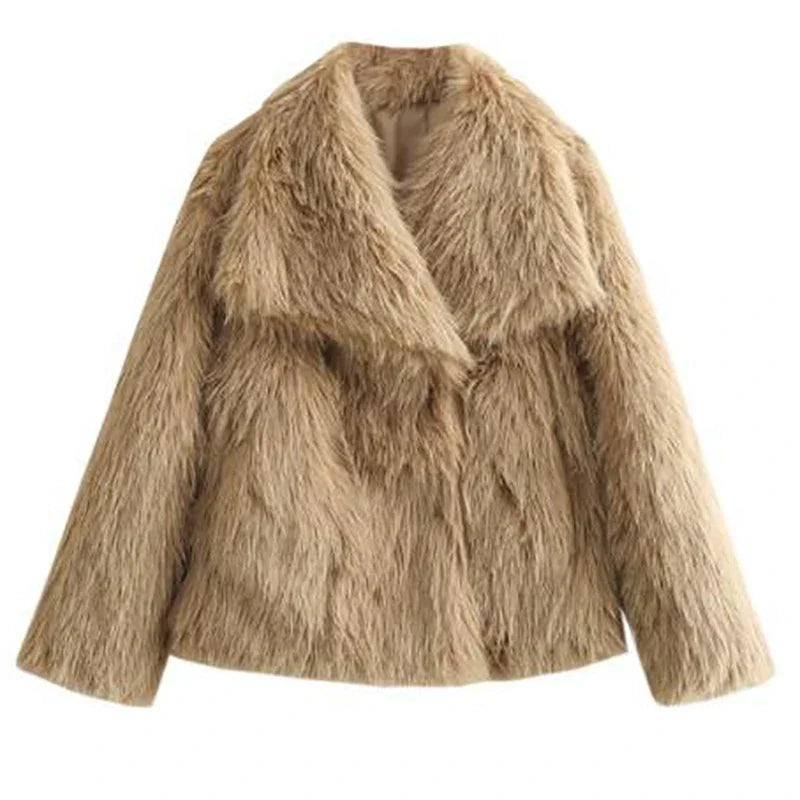 Plush Faux Fur Short Jacket - Womens Winter Outerwear