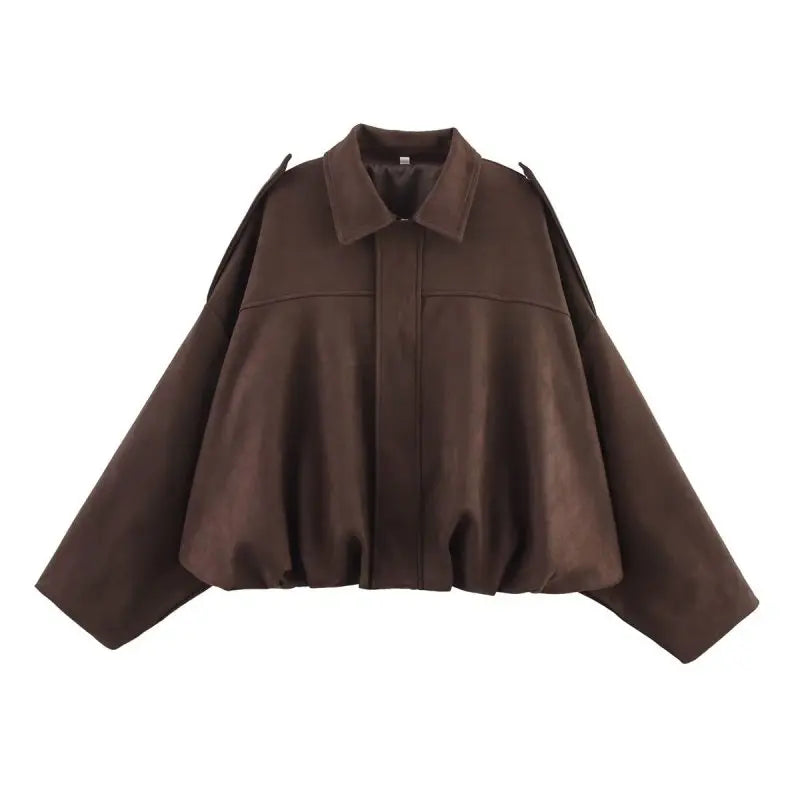 Oversized Vintage Suede Bomber Jacket, Brown & Green