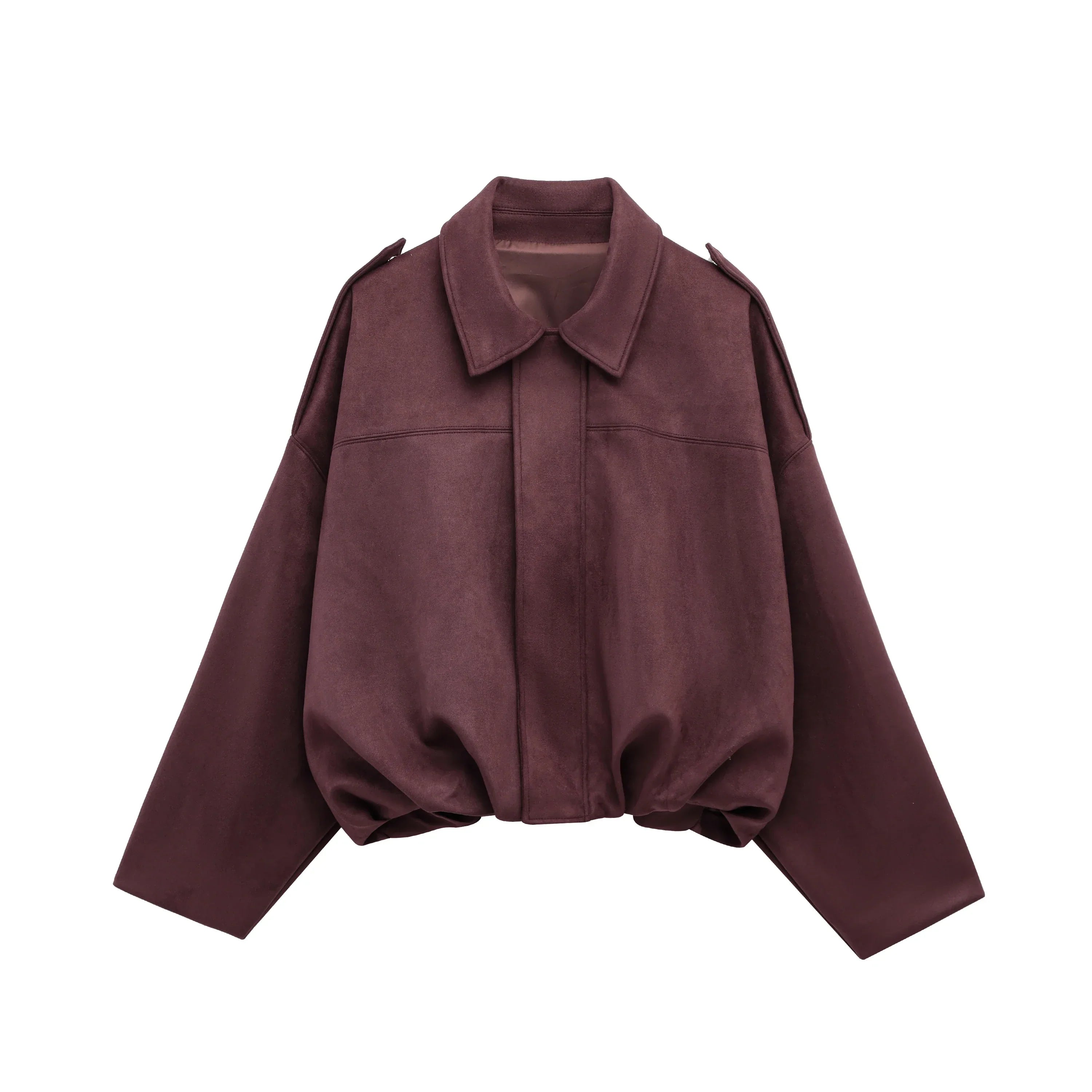 Oversized Vintage Suede Bomber Jacket, Brown & Green