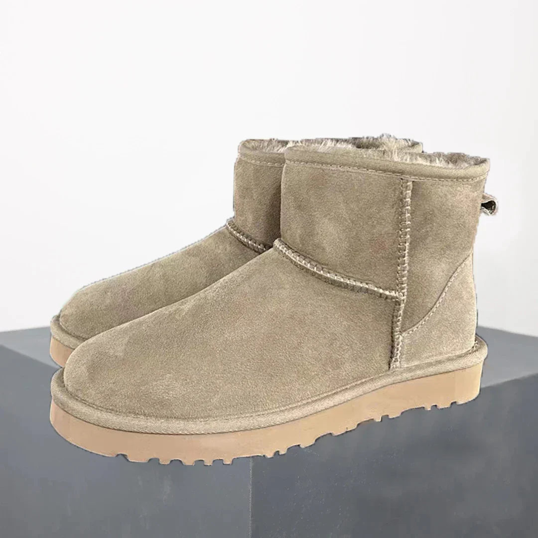 Women's Winter Ankle Boots - Sheepskin Suede Mini Platform