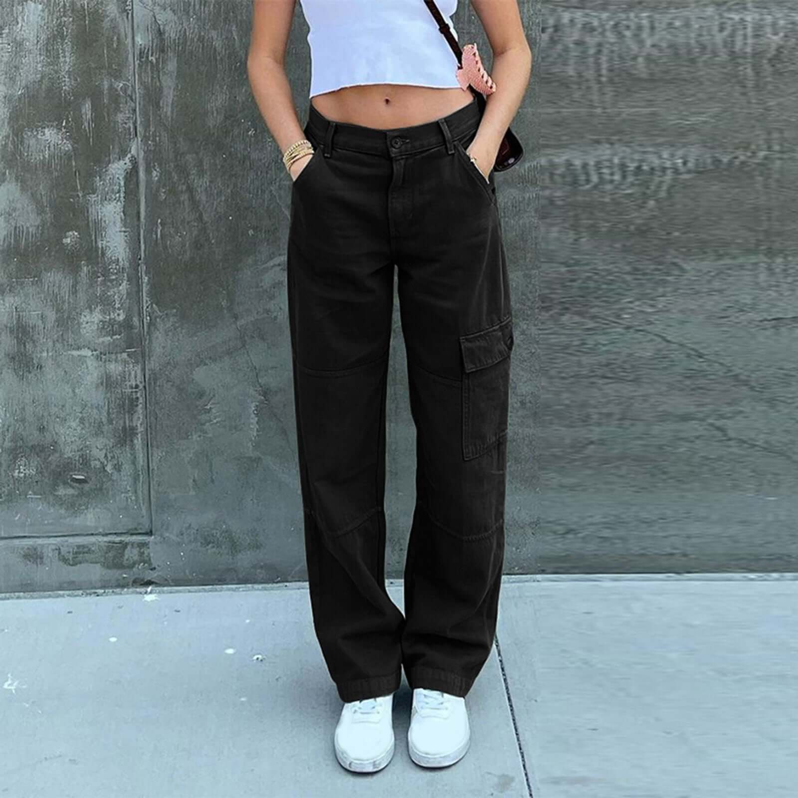 Women's Casual Cargo Trousers - Comfortable Relaxed Fit