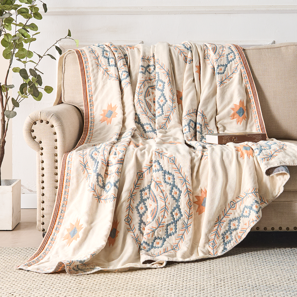 Serene Mandala Cotton Throw Blanket - Boho Style