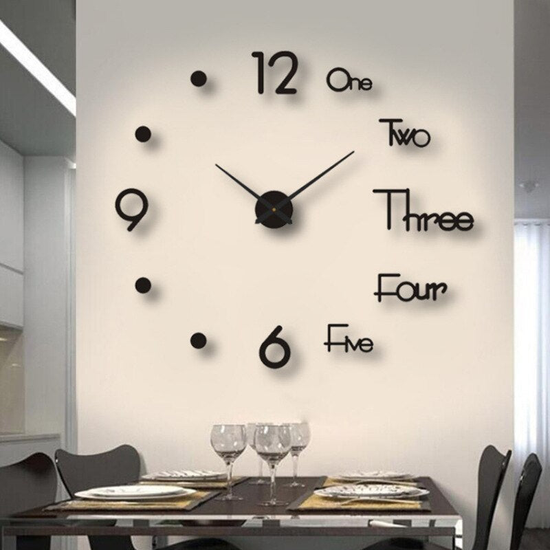 Black Quartz Statement Wall Clock - Modern Home Decor