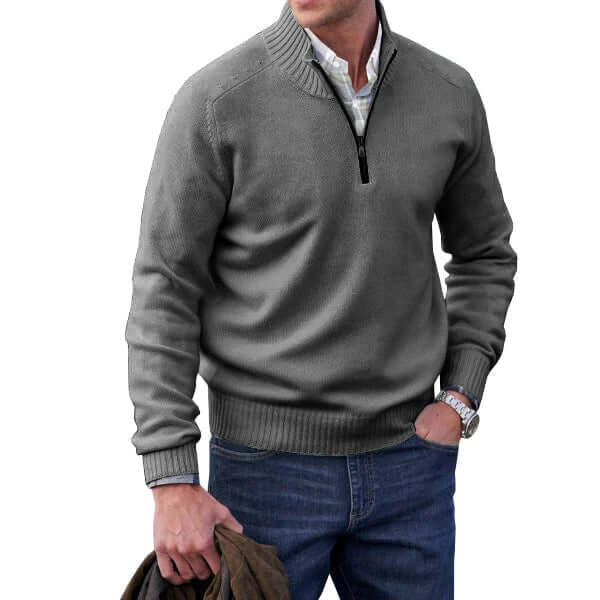 Men's Cashmere-Feel Zip Sweater
