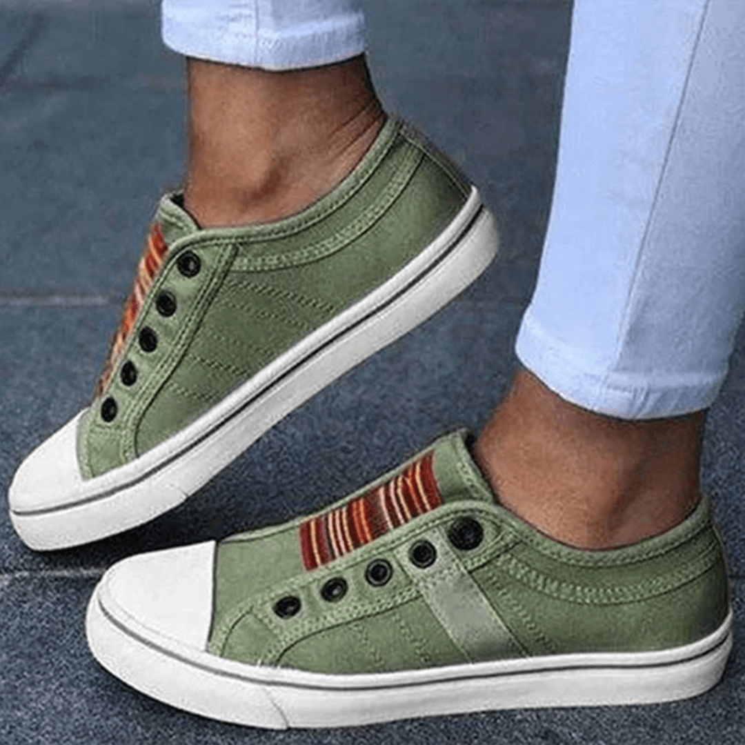 Women's Slip-On Trainers - Elastic Casual Everyday Shoes