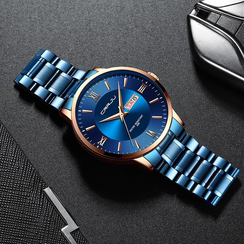 Men's Waterproof Sports Watch - Stainless Steel Chronograph
