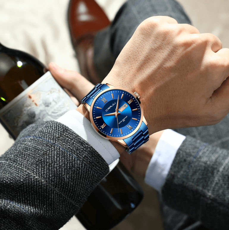 Men's Waterproof Sports Watch - Stainless Steel Chronograph
