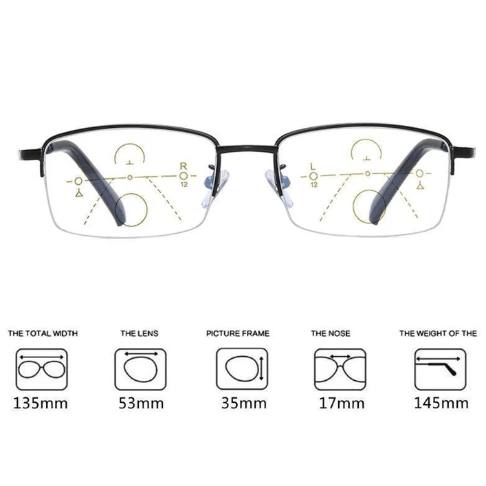 Titanium Dual-Use Reading Glasses, Near and Distance