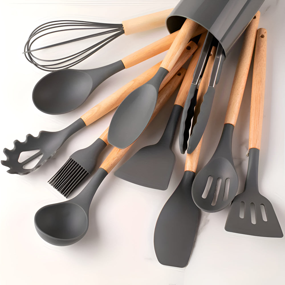 Silicone Cooking Utensils Set - 12-Piece Heat-Resistant Tools