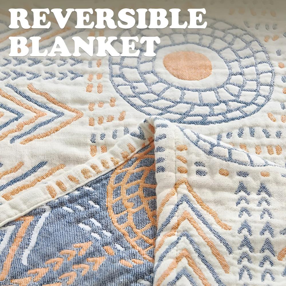 Reversible Cotton Throw Blanket - Cosy Dual-Sided Sofa & Bed Throw