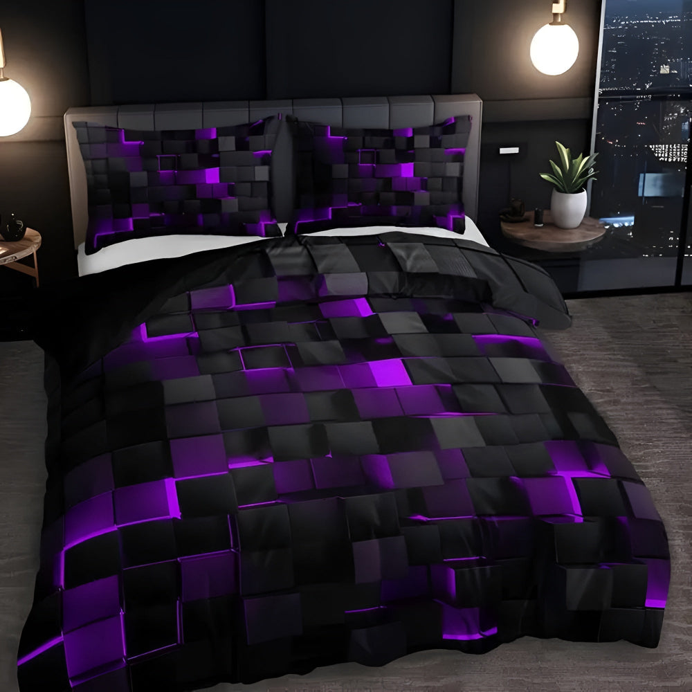 GEOMATRIX 3-Piece Quilt Cover Set, Modern Bedding