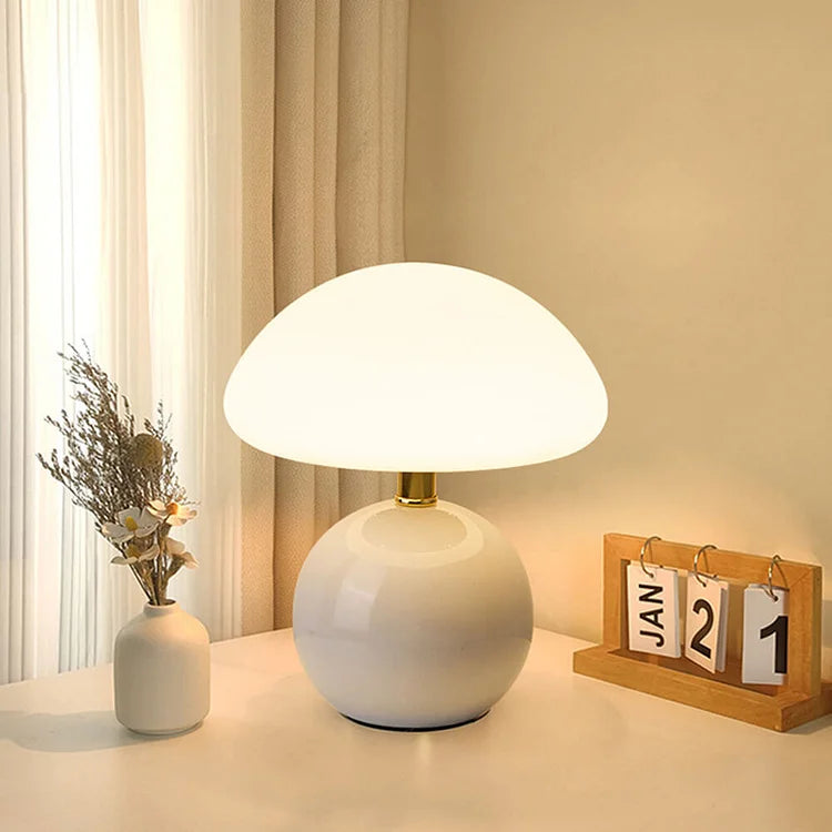 French Cream Mushroom Table Lamp - Adjustable LED