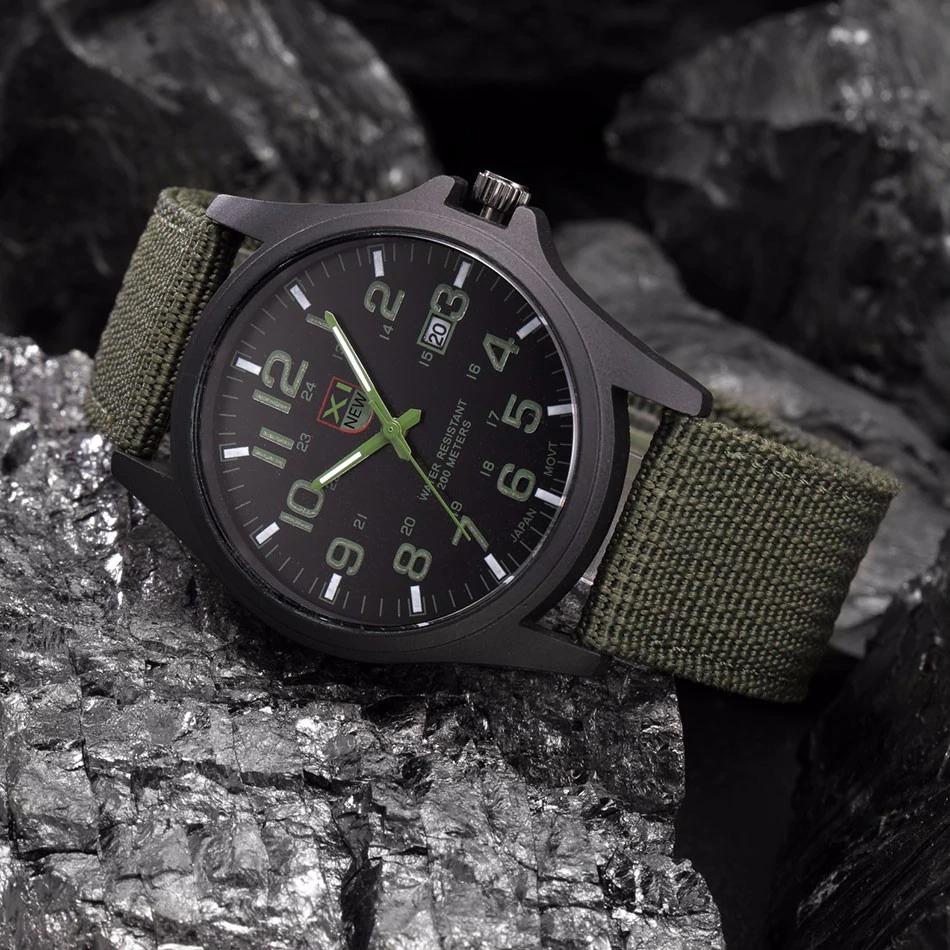 Tactical Men's Watch – Waterproof 50m, Shock-Resistant, Night Light