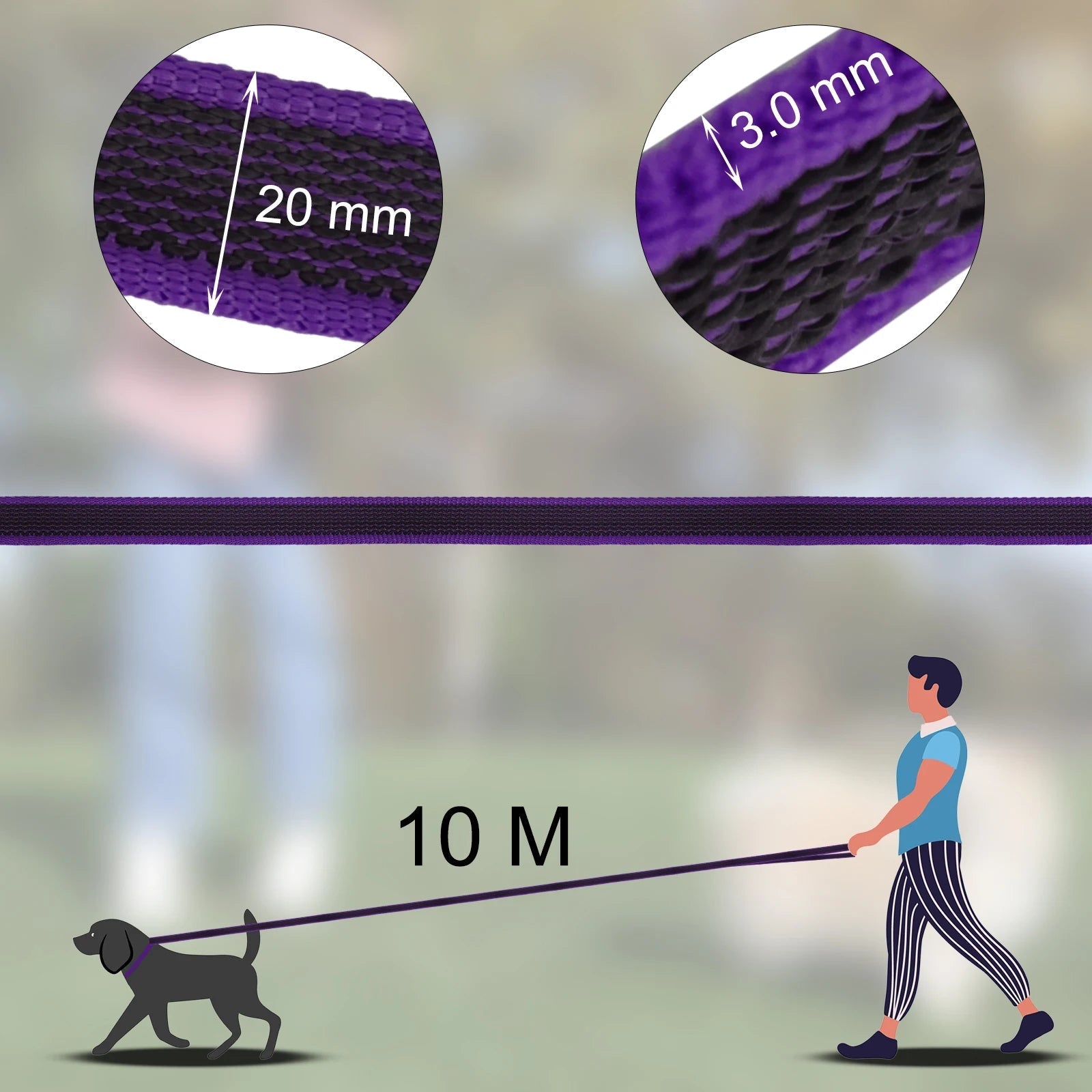 Extra Long Waterproof Dog Lead with Comfy Handle