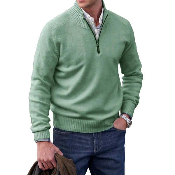 Men's Cashmere-Feel Zip Sweater