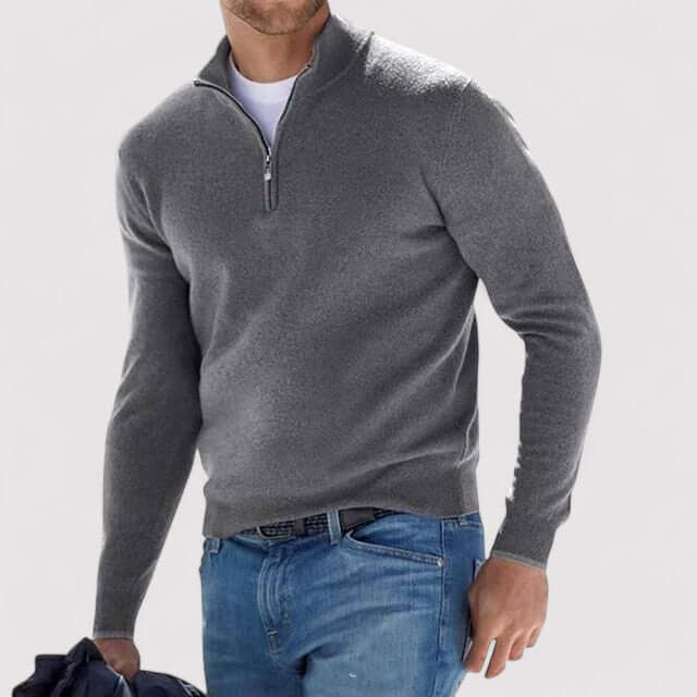 Men's Half-Zip Sweater with Cashmere-Soft Feel