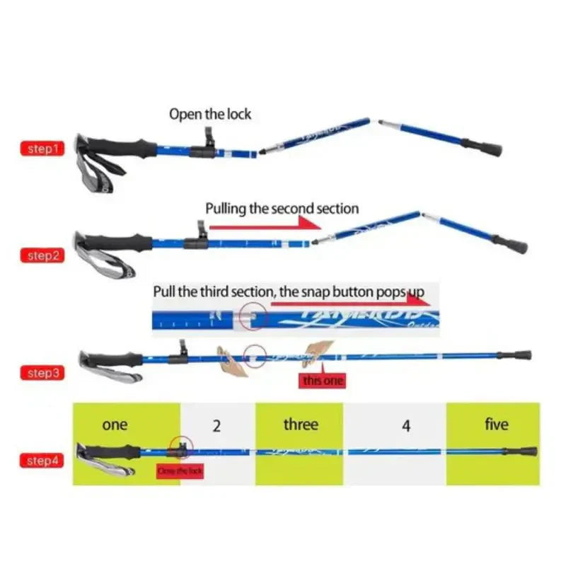 Foldable Aluminum Trekking Pole for Hiking & Trails