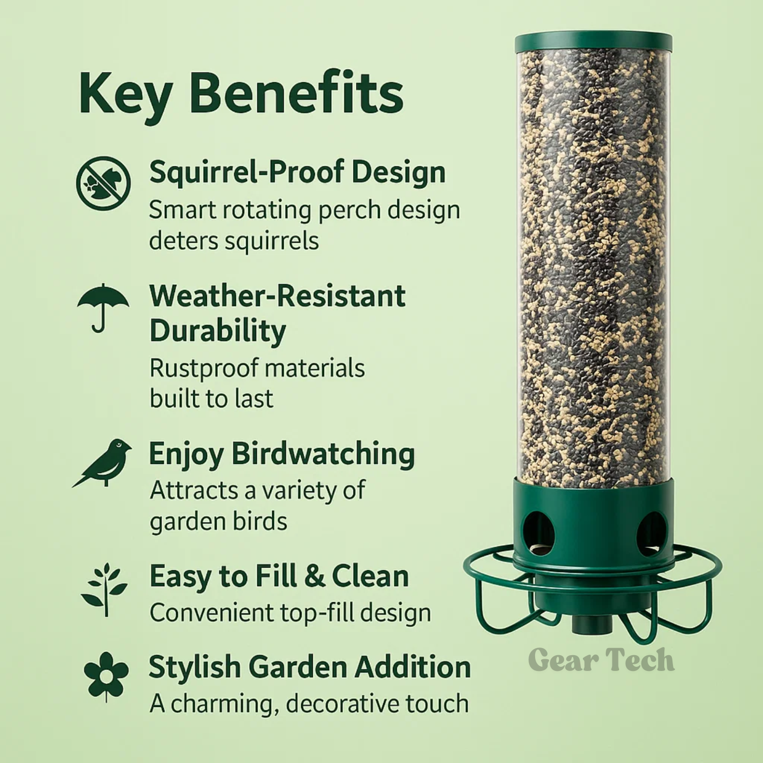 Heavy-Duty Squirrel-Proof Bird Feeder - Metal Design