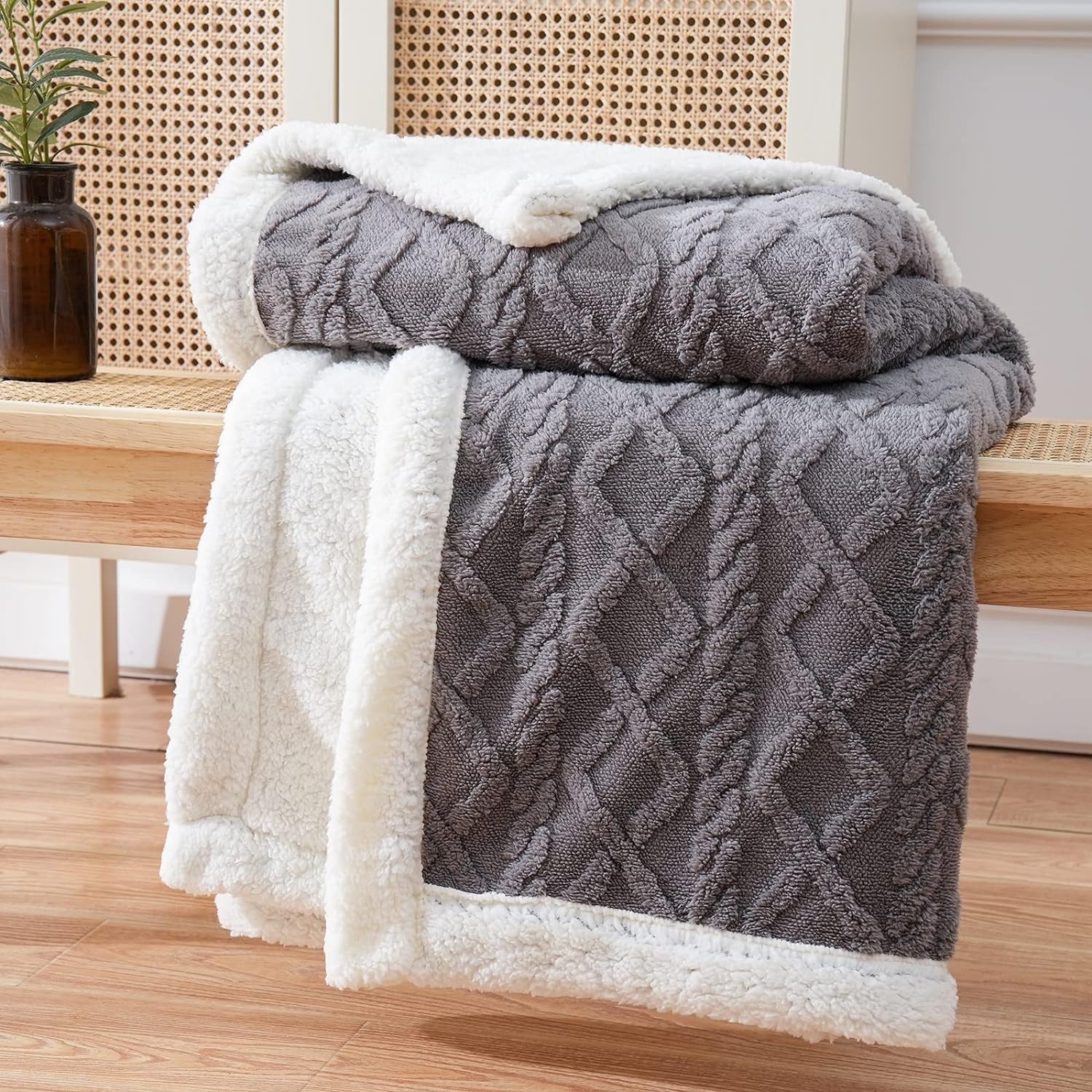 Snuggle Sherpa Fleece Blanket - Soft Reversible Throw