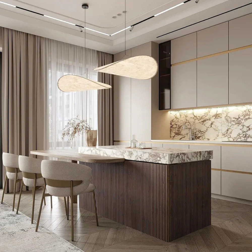 Japanese Silk Handmade Chandelier - Elegant Wave Design